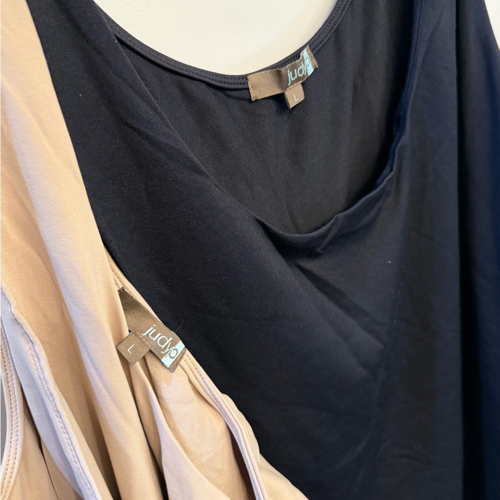 Two Stylish Women's Tank Tops (Black and Tan) Large